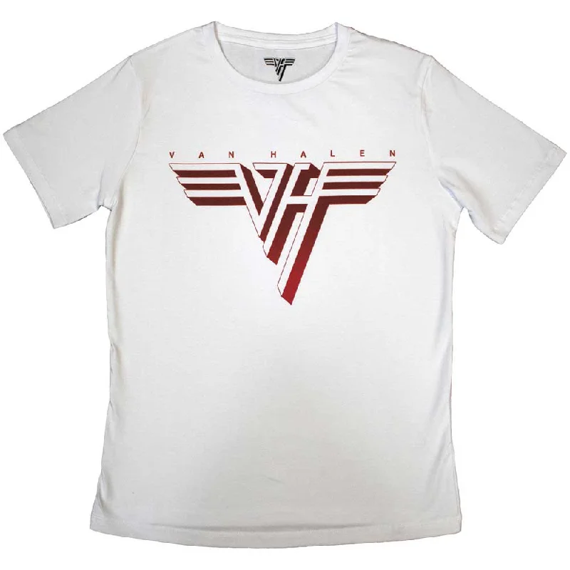 Van Halen | Official Ladies T-Shirt | Classic Red Logo Fleece Fabric Down Fabric Feather Fabric