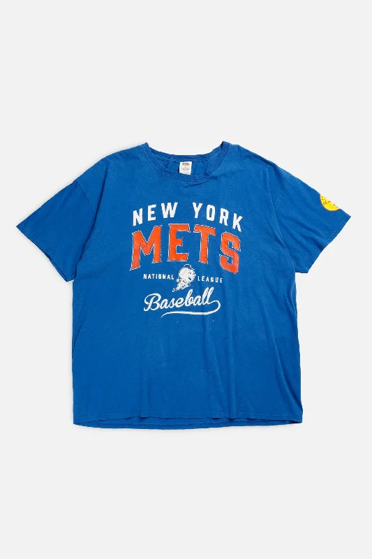 Vintage NY Mets MLB Tee - XL Striped Floral Plaid