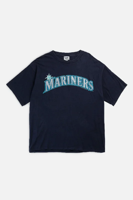 Vintage Seattle Mariners MLB Tee - L Ribbed T-Shirt High Neck Heavyweight