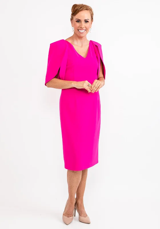 Ella Boo Oversize Tulip Sleeve Pencil Midi Dress, Hot Pink Cozy Tie-Dye Midi Dress