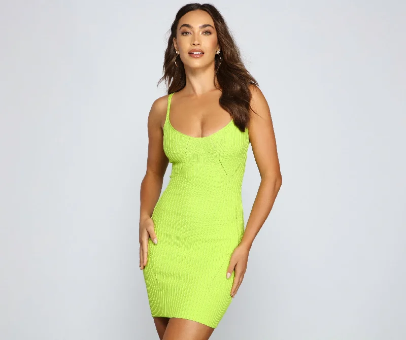 For The Thrill Of Knit Mini Dress Trendy Cut-Out Mini Dress