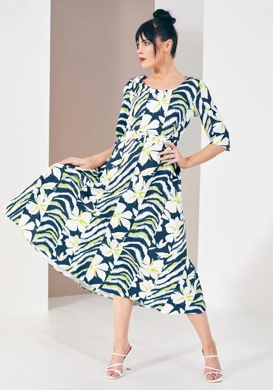 Kate Cooper Floral & Animal Print Midi Dress, Navy Multi Comfortable Casual Midi Dress