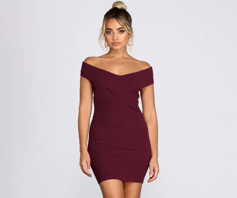 Knits Not You Crossover Mini Dress Trendy Button-Detail Mini Dress