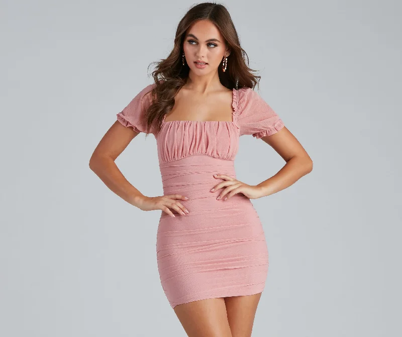 Romance In Ruffles Mini Dress Casual V-Neck Mini Dress