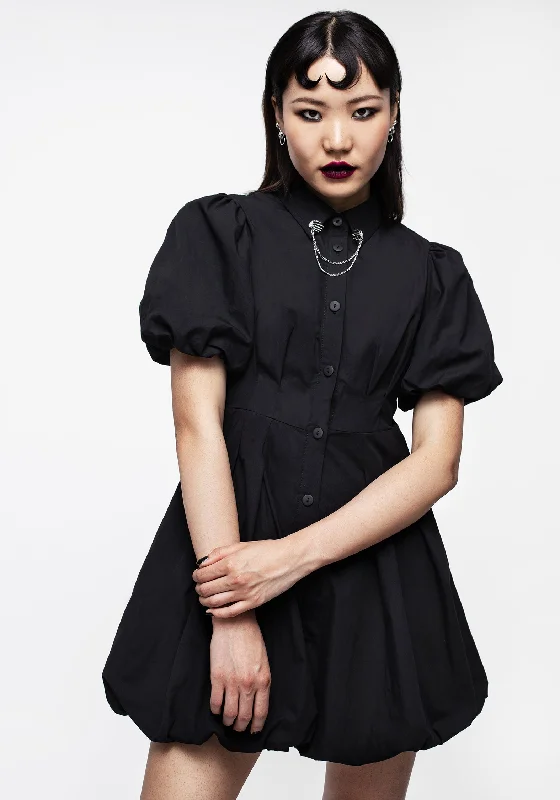 Skeleton Collar Bubble Hem Mini Dress Classic Shift Mini Dress