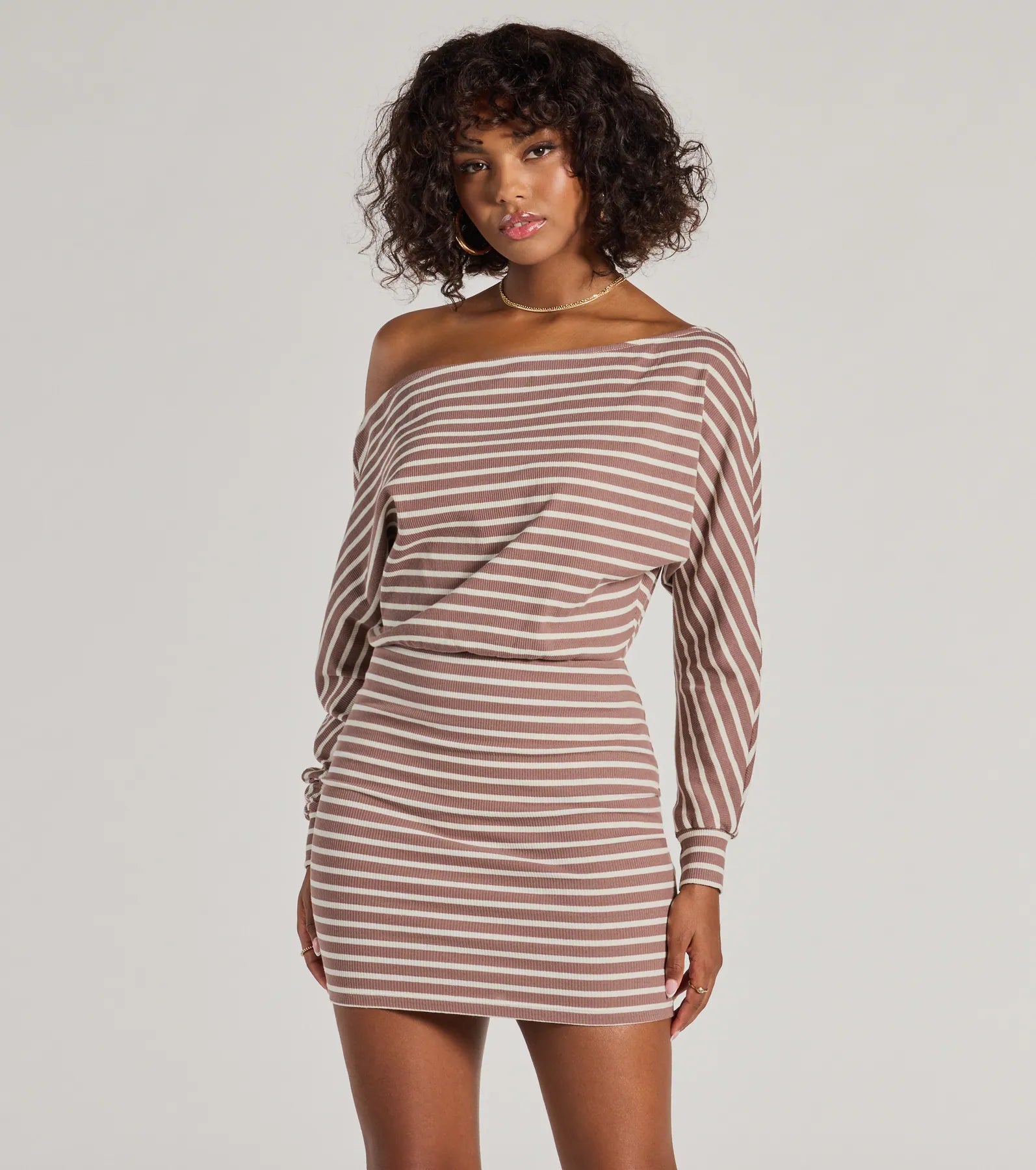 Stripes In Style Off The Shoulder Mini Dress Stylish Floral Print Mini Dress