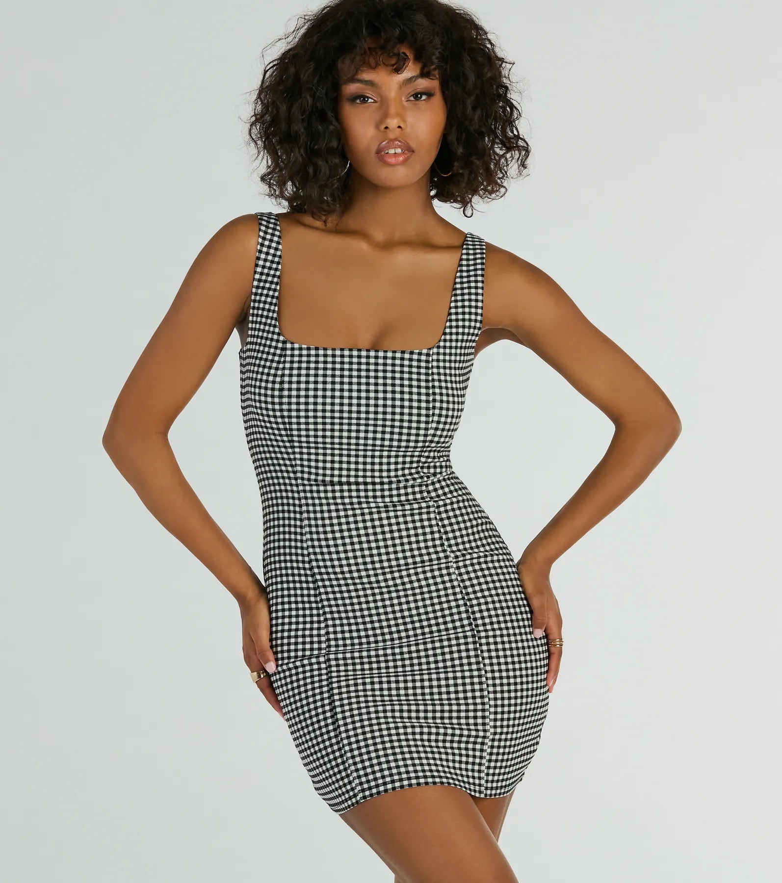 Sweeter Than Pie Scoop Neck Gingham Mini Dress Stylish Plaid Mini Dress