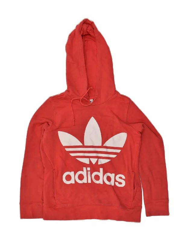 ADIDAS Womens Graphic Hoodie Jumper UK 6 XS Red Cotton Graphic Hoodie Design Print