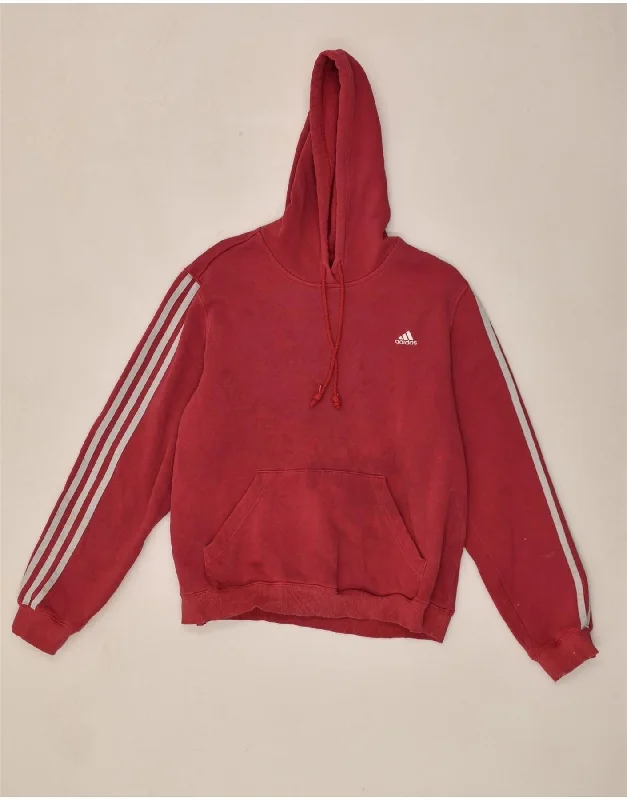 ADIDAS Womens Hoodie Jumper UK 22 3XL Red Cotton Hoodie with Hidden Zipper Minimalist Clean