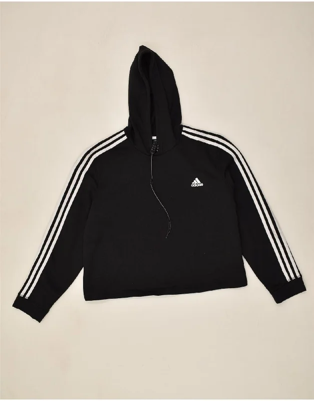 ADIDAS Womens Hoodie Jumper UK 24/26 2XL Black Polyester Hoodie with Ribbed Cuffs Snug Fit Comfort