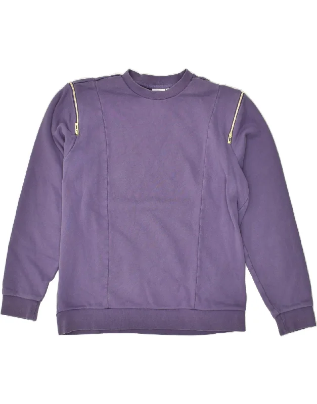 ADIDAS Womens Sweatshirt Jumper UK 14 Medium  Purple Cotton Hoodie with Thumb Holes Functional Cozy