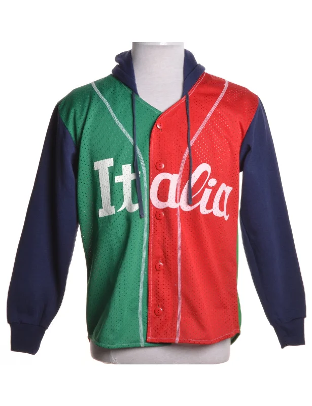 Beyond Retro Label Vintage Baseball Sweatshirt Hoodie with Metallic Shiny Futuristic