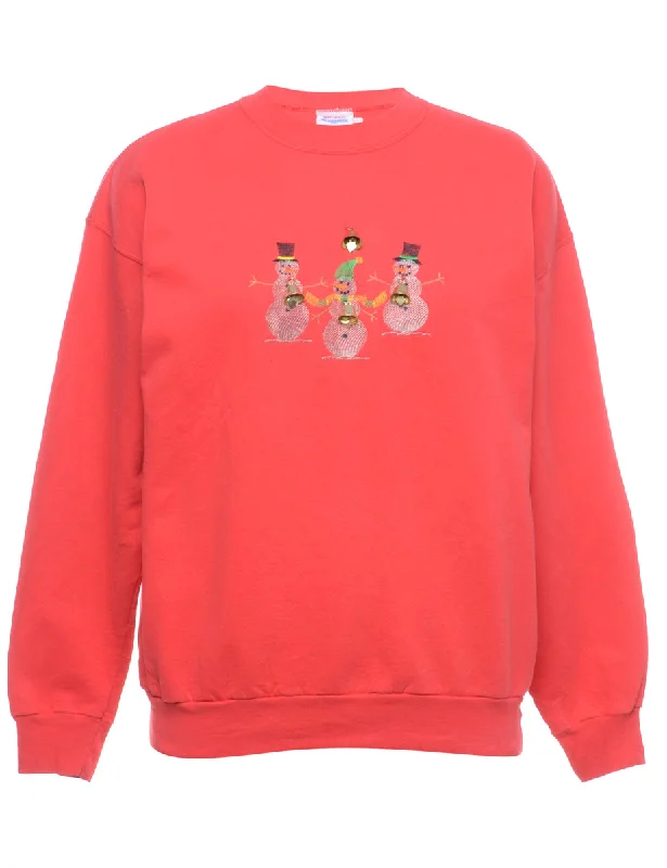 Beyond Retro Reworked Christmas Sweatshirt With Bells - L Hoodie with Puffed Sleeves Voluminous Trendy