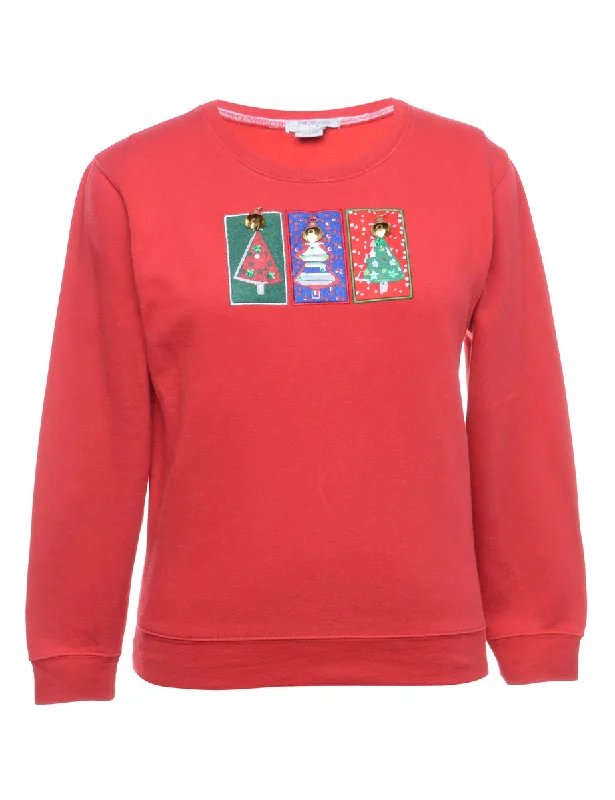 Beyond Retro Reworked Christmas Sweatshirt With Bells - M Hoodie Dress Longline Feminine