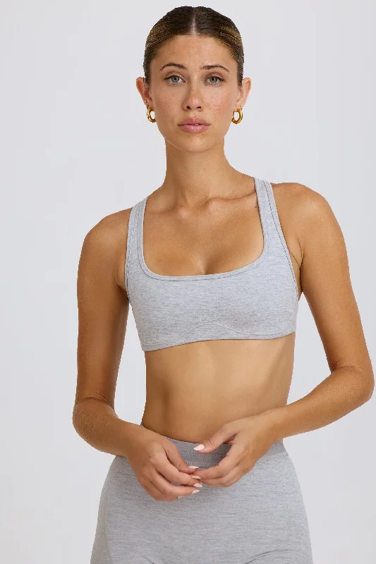 Soft Active Sports Bra in Grey Marl Trendy Sports Bra