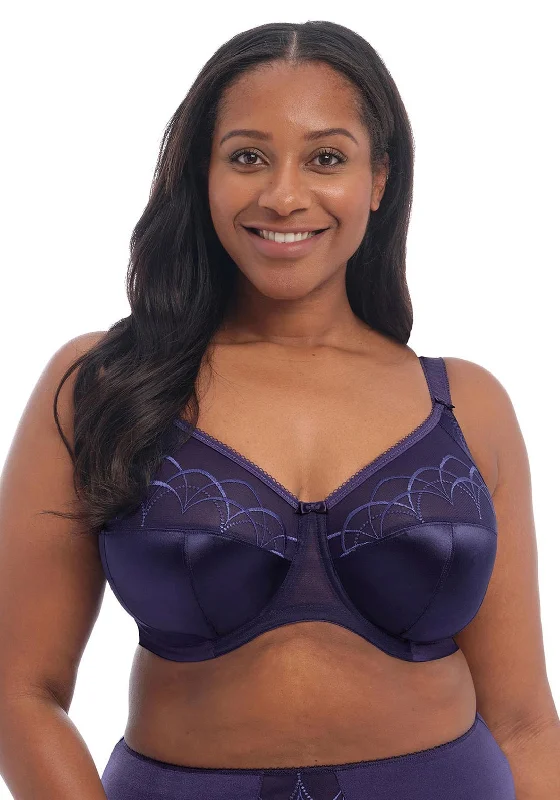 Elomi Cate Soft Full Cup Bra, Navy Chic Satin Bra