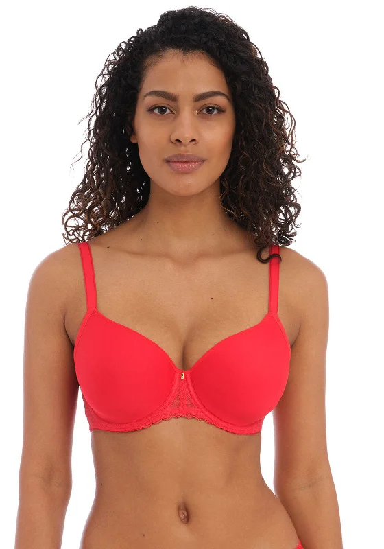 Freya Signature Moulded Spacer Bra, Chilli Red Breathable Wireless Bra