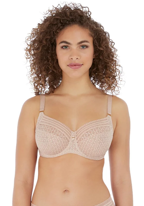 Freya Viva Lace Side Support Bra, Nude Elegant Lace Lingerie