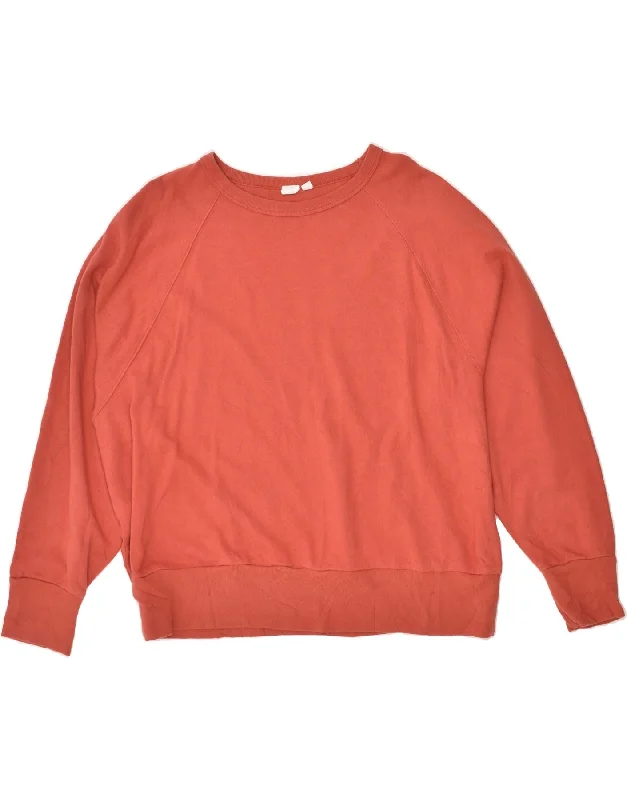 GAP Womens Sweatshirt Jumper UK 18 XL Orange Cotton Hoodie with Rhinestones Sparkly Elegant