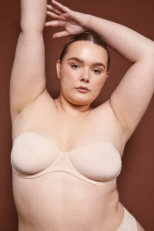 Soft Mesh Strapless Bra in Beige Soft Mesh Bralette