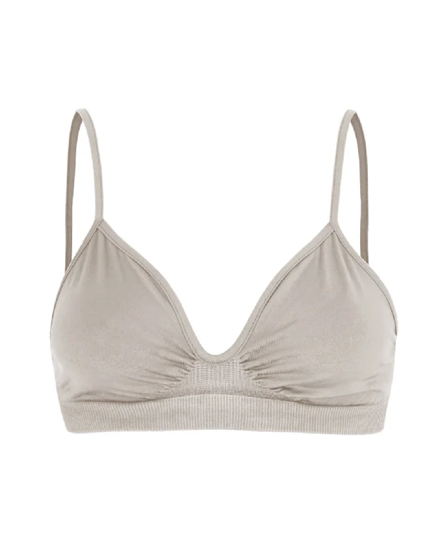 LIBERATED Bra Top | Taupe Wireless Lace Bra