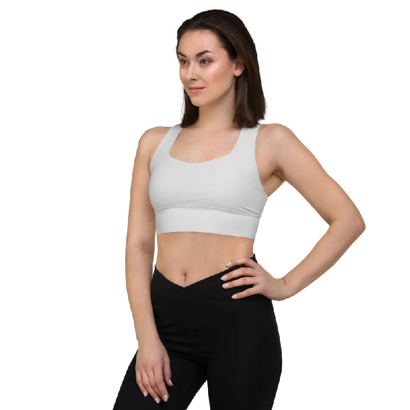 Light Grey Longline Sports Bra, Best Longline Sports Bra For Women-Made in USA/EU/MX (US Size: XS-3XL) Sexy Mesh Bralette