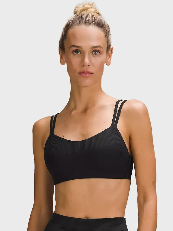 LULULEMON BLACK LIKE A CLOUD RIBBED BRA LIGHT SUPPORT B/C CUP Active Support Bra