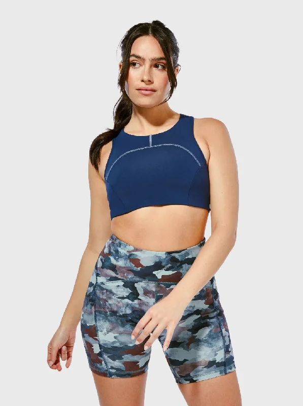 LULULEMON BLUE TOUGH TRAIN HIGH NECK BRA Sexy Mesh Bralette