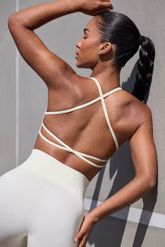 Super Sculpt Seamless Open Back Sports Bra in Eggshell Active Support Bra