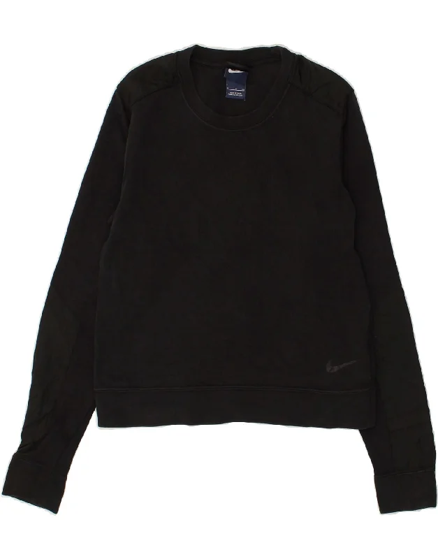 NIKE Womens Sweatshirt Jumper UK 10 Small Black Cotton Hoodie Sweatshirt Pullover