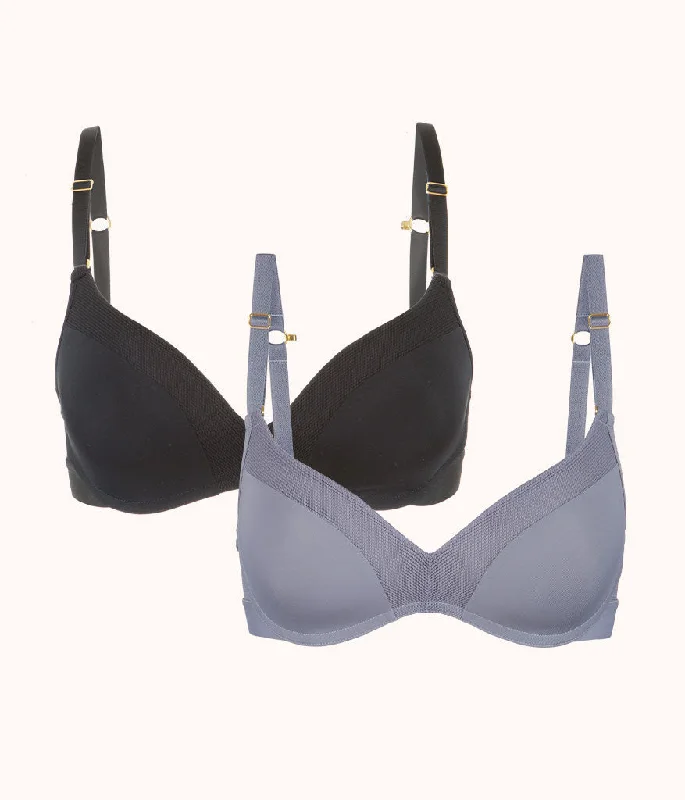 No-Wire Push-Up Bra Bundle: Jet Black/Smoke Sexy Mesh Bra