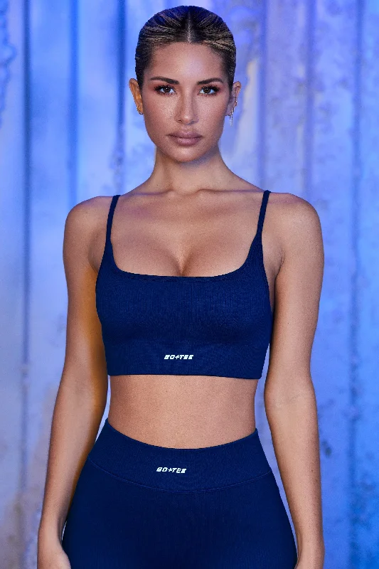 Strappy Sports Bra in Navy Smooth Fit Bra