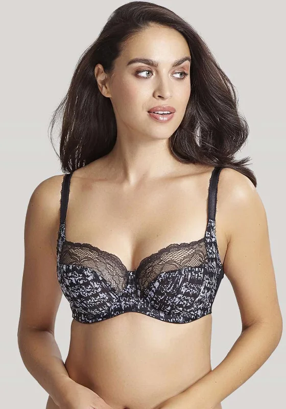 Panache Jasmine Geometric Print Balconette Bra, Black Multi Cozy Sleep Bra