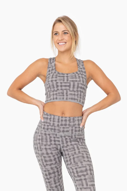 Plaid Print Sports Bra Push-Up Wireless Bra