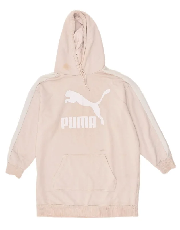 PUMA Womens Oversized Longline Hoodie Jumper UK 14 Medium Beige Cotton Hoodie with Fur Luxurious Winter