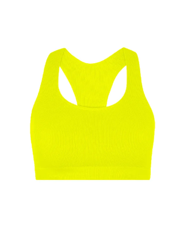 RIBBED ELATED Bra Top | Neon Yellow Trendy Lace Bra