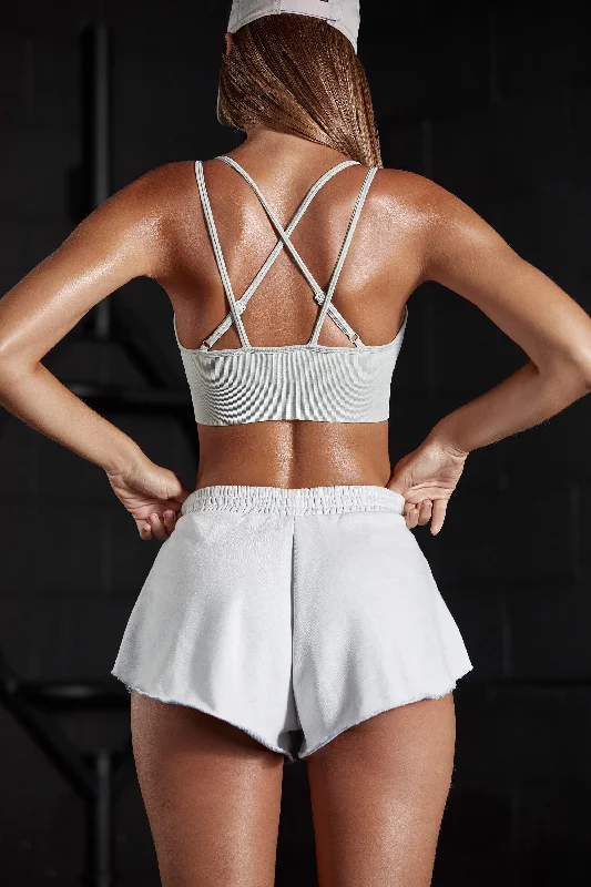 Seamless Strappy Sports Bra in Grey Chic Lace Bra