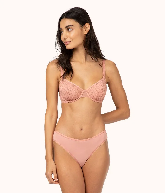 The Floral Lace Balconette Bra: Shell Pink Comfortable Active Bra