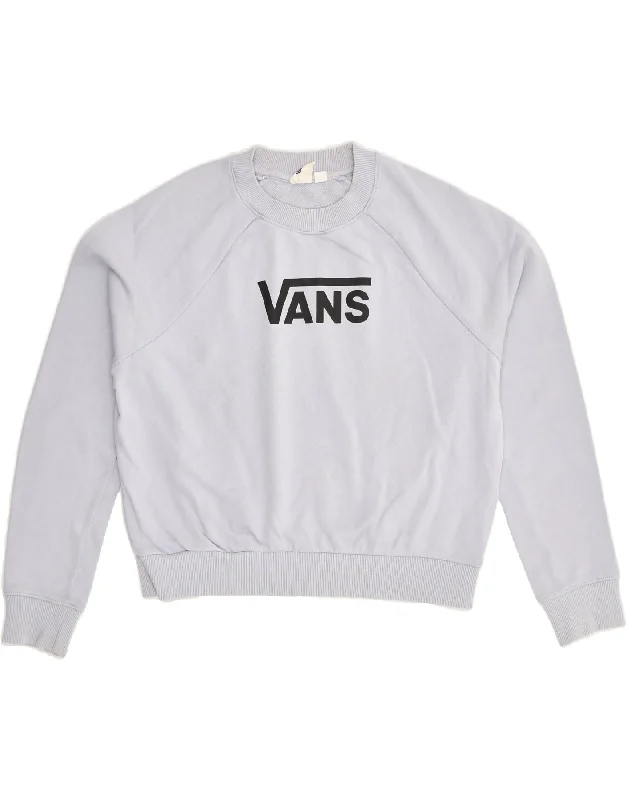 VANS Womens Graphic Sweatshirt Jumper UK 6 XS Grey Cotton Hoodie with Earth Tones Natural Calm