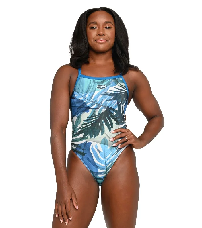 Arena Women's Simone Manuel Tropicals Challenge Back One Piece Swimsuit Tropicals Sexy Two-Piece Set