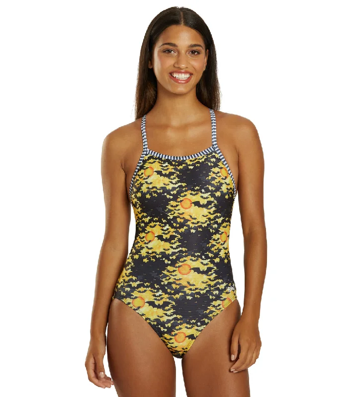 Dolfin Women's V-2 Back One Piece Swimsuit Bat Dance Sexy Monokini Swimsuit