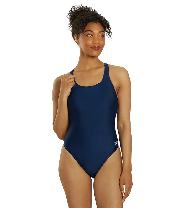 Speedo Women's Learn To Swim Pro LT Superpro One Piece Swimsuit Nautical Navy Cross-Back Bikini