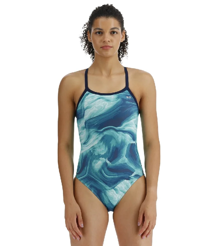 TYR Women's Mezio Diamondfit One Piece Swimsuit Teal/Multi Plus-Size Bikini Set