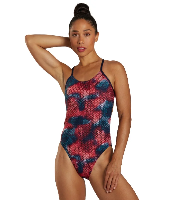 TYR Women's Starhex Cutoutfit One Piece Swimsuit Red Multi Minimalist One-Piece