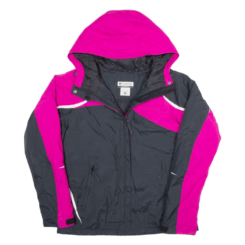 COLUMBIA Fleece Lined Womens Ski Jacket Black Hooded M Knit Fabric Woven Fabric Fleece Fabric