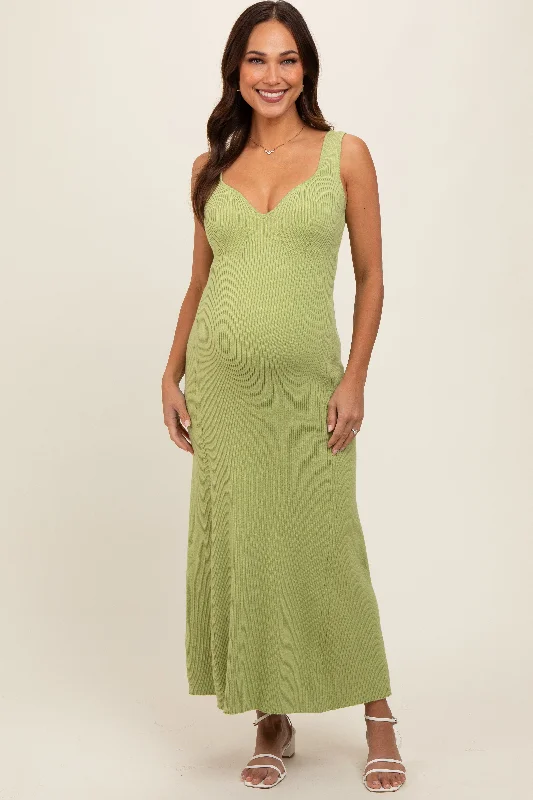 Light Olive Knit Deep V-Neck Maternity Maxi Dress Elegant Velvet Maxi Dress