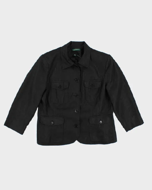 Ralph Lauren Black Linen Blazer Style Jacket - M Oversized Jacket Tailored Jacket Straight Jacket