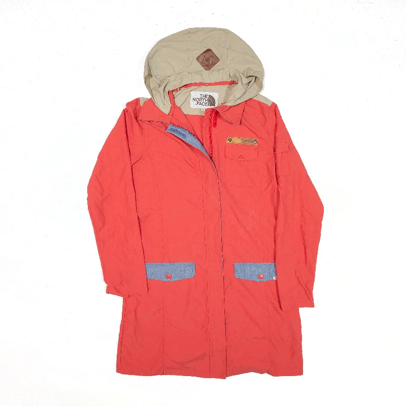 THE NORTH FACE Jacket Red Hooded Rain Womens M Faux Fur Fabric Real Fur Fabric Shearling Fabric