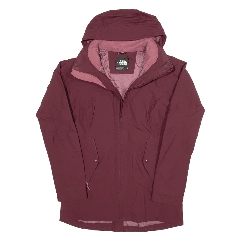 THE NORTH FACE Womens Rain Jacket Maroon Hooded S Print Jacket Jacquard Jacket Patchwork Jacket