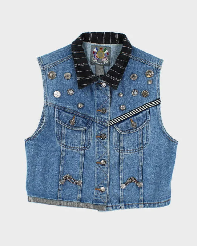 Vintage 80s The Limited Women's Denim Vest Jacket - L Knit Fabric Woven Fabric Fleece Fabric